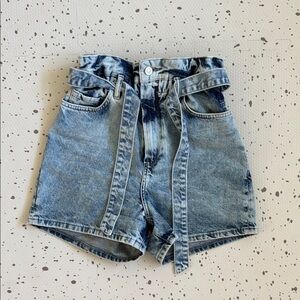 💘 ALLSAINTS - PALMER PAPER BAG TIE DENIM SHORTS